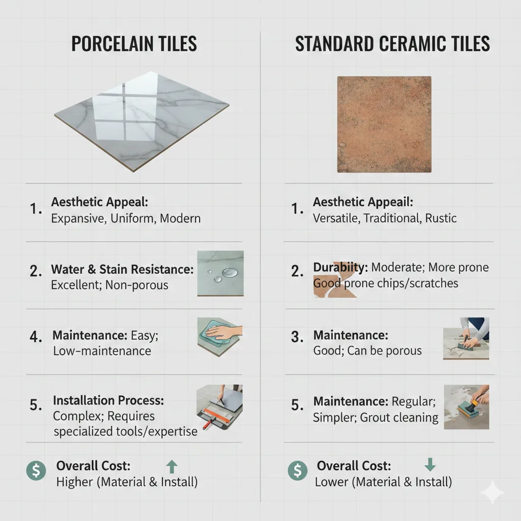 600x1200 Porcelain Tiles vs Standard Tiles: A Detailed Comparison