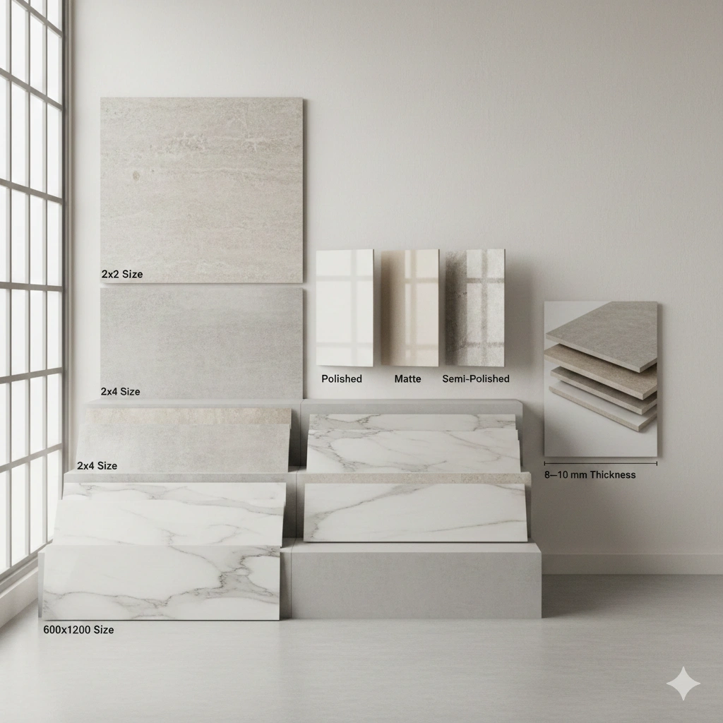 Sizes, Finishes, and Thickness Options