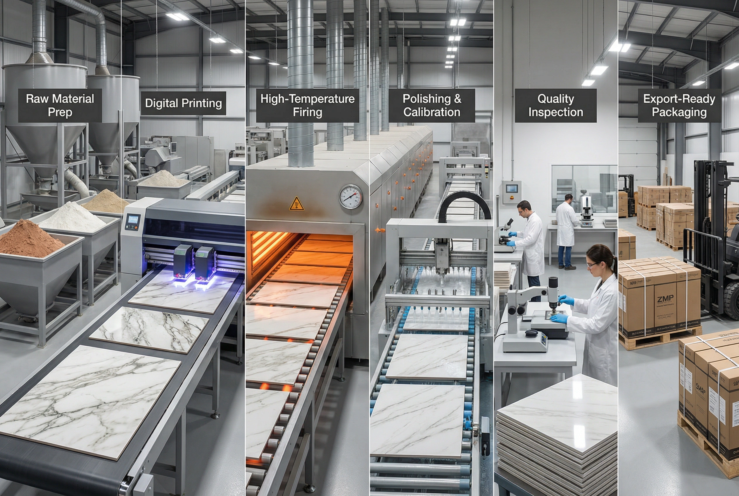 Manufacturing Process of Premium Marble-Look Tiles