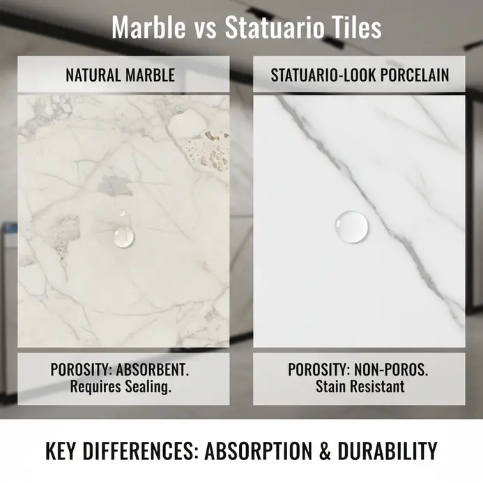 statuario tiles vs marble tiles