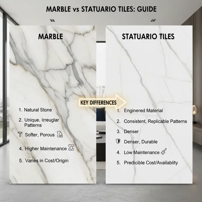 Marble vs Statuario Tiles: Key Differences Guide